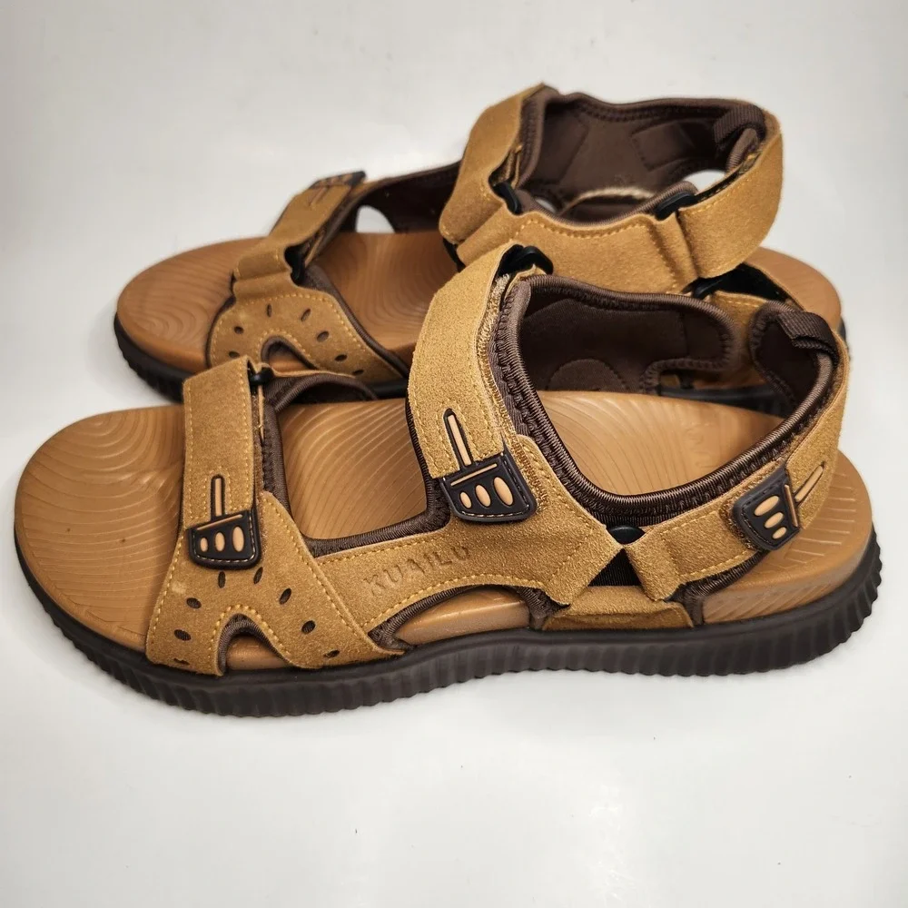 KuaiLu Orthopedic Hiking Sandals Mens 13 Suede Arch Support Walking Recovery